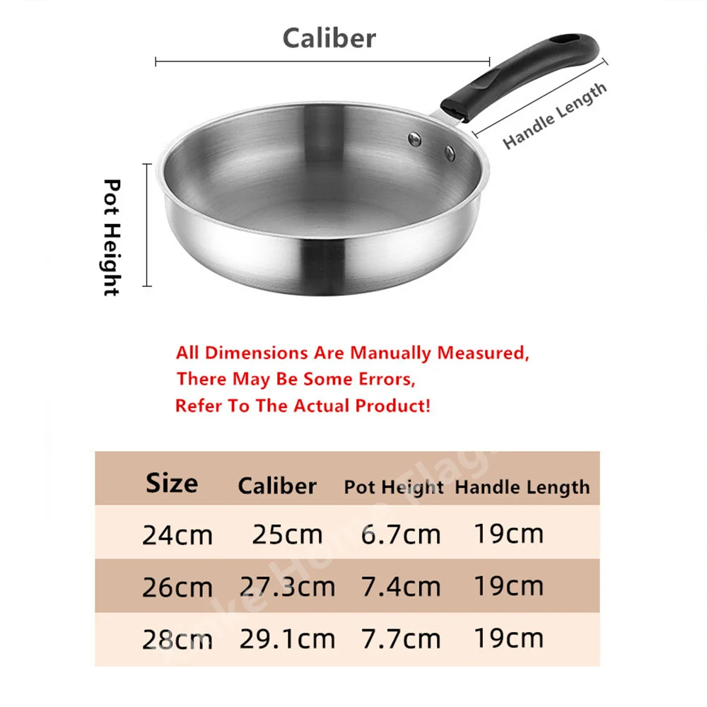 Wok en acier inoxydable antiadhésif, poêle à frire sans revêtement, casserole épaisse pour la maison, compatible avec les plaques de cuisson à gaz et à induction, ustensiles de cuisine universels
