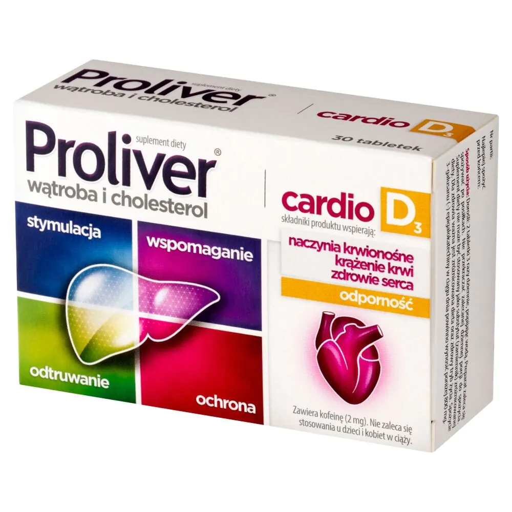 Proliver Cardio D3, Preparat wspomagający pracę wątroby, Tabletki