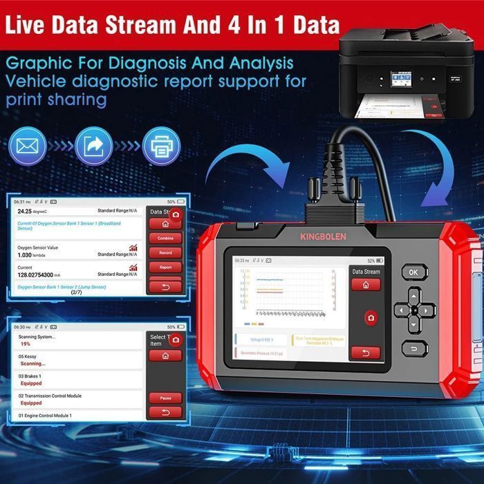 Strumento di diagnostica per auto KINGBOLEN S600 - 4 sistemi - 10 servizi - Touchscreen HD da 5