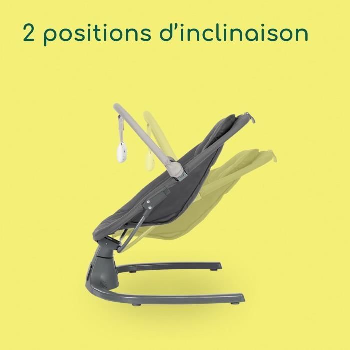 BEBECONFORT JOLANA, Cadeira de balanço para bebês, confortável, com sensor de movimento, de 0 a 9 meses (9 kg) GRAFITE TINTA