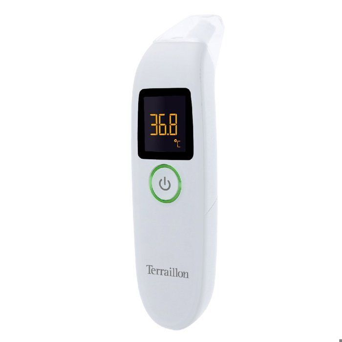 Thermomètre frontal et auriculaire - Terraillon - THERMO FAST - Infrarouge - 20 mémoires - Alerte sonore et lumineuse -