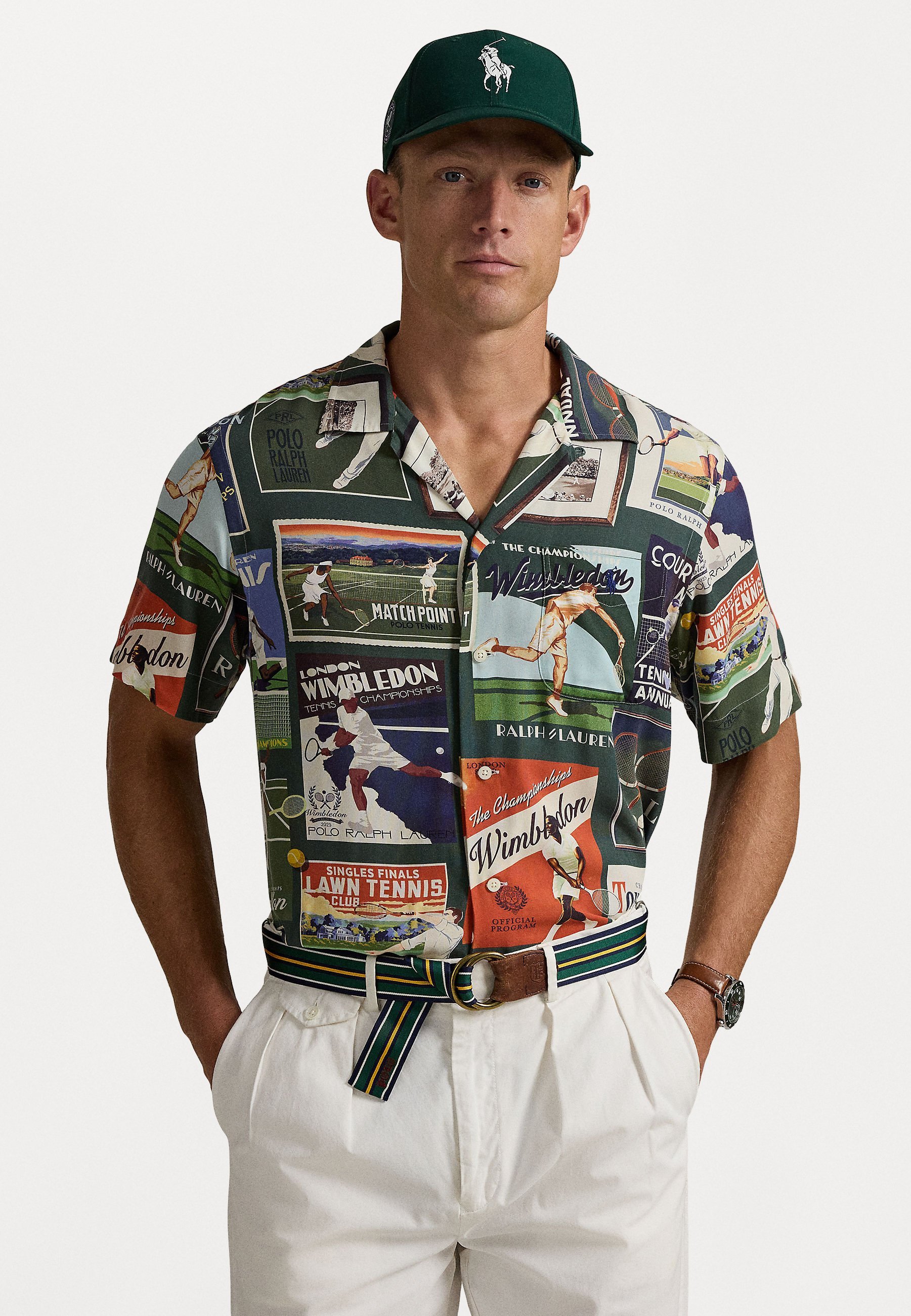 Polo Ralph Lauren Wimbledon posterprint camp shirt unisex - Blouse met knoopsluiting - meerkleurig