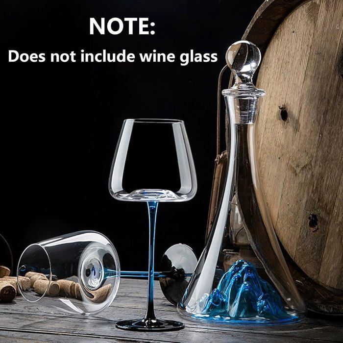 Decantador de vino de cristal de lujo con cascada azul Iceberg integrada, aireador de vino sin plomo con tapón de cristal (1,15 l)
