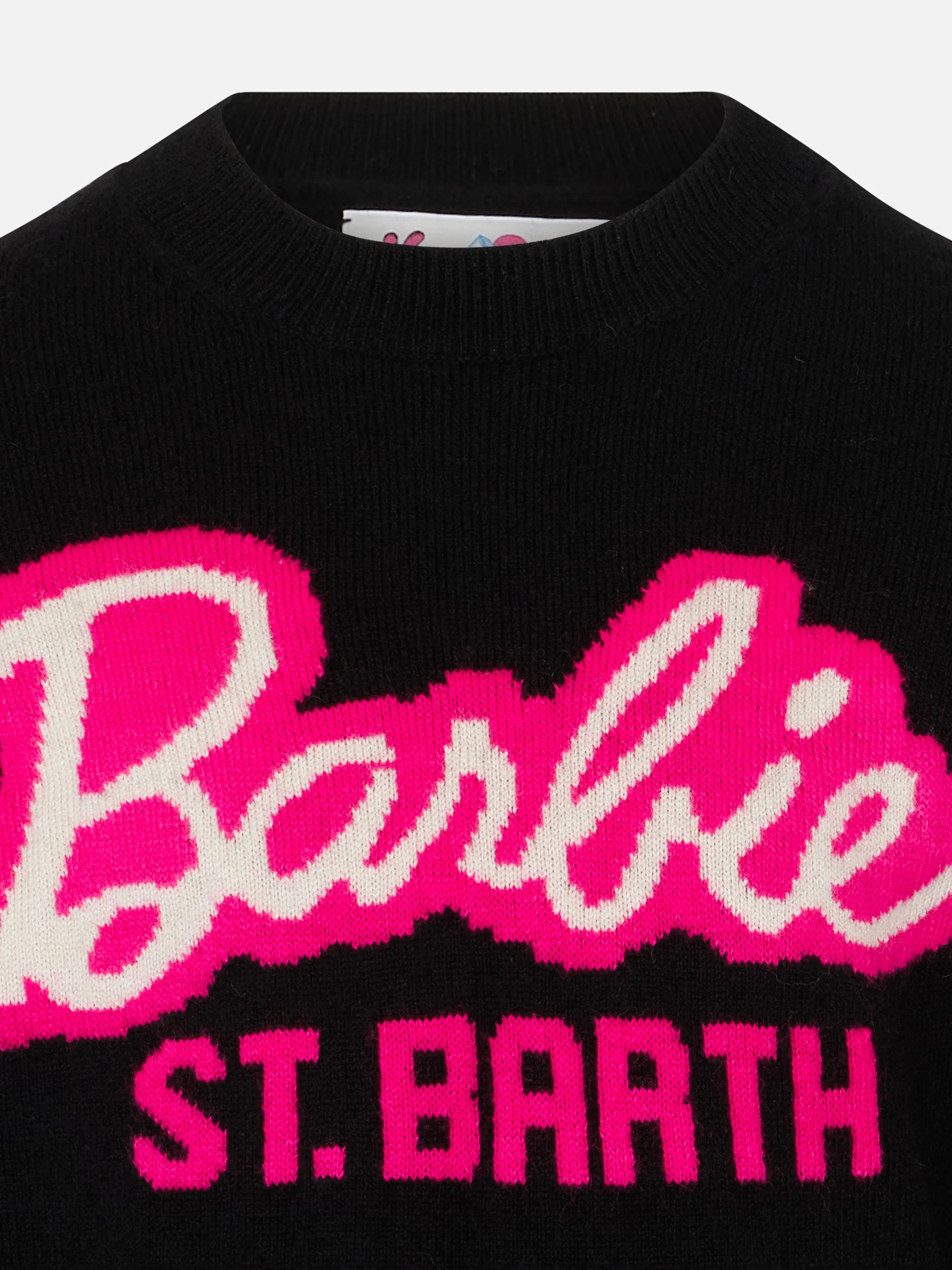 Maglione da bambina a girocollo nero con stampa Barbie | EDIZIONE SPEC