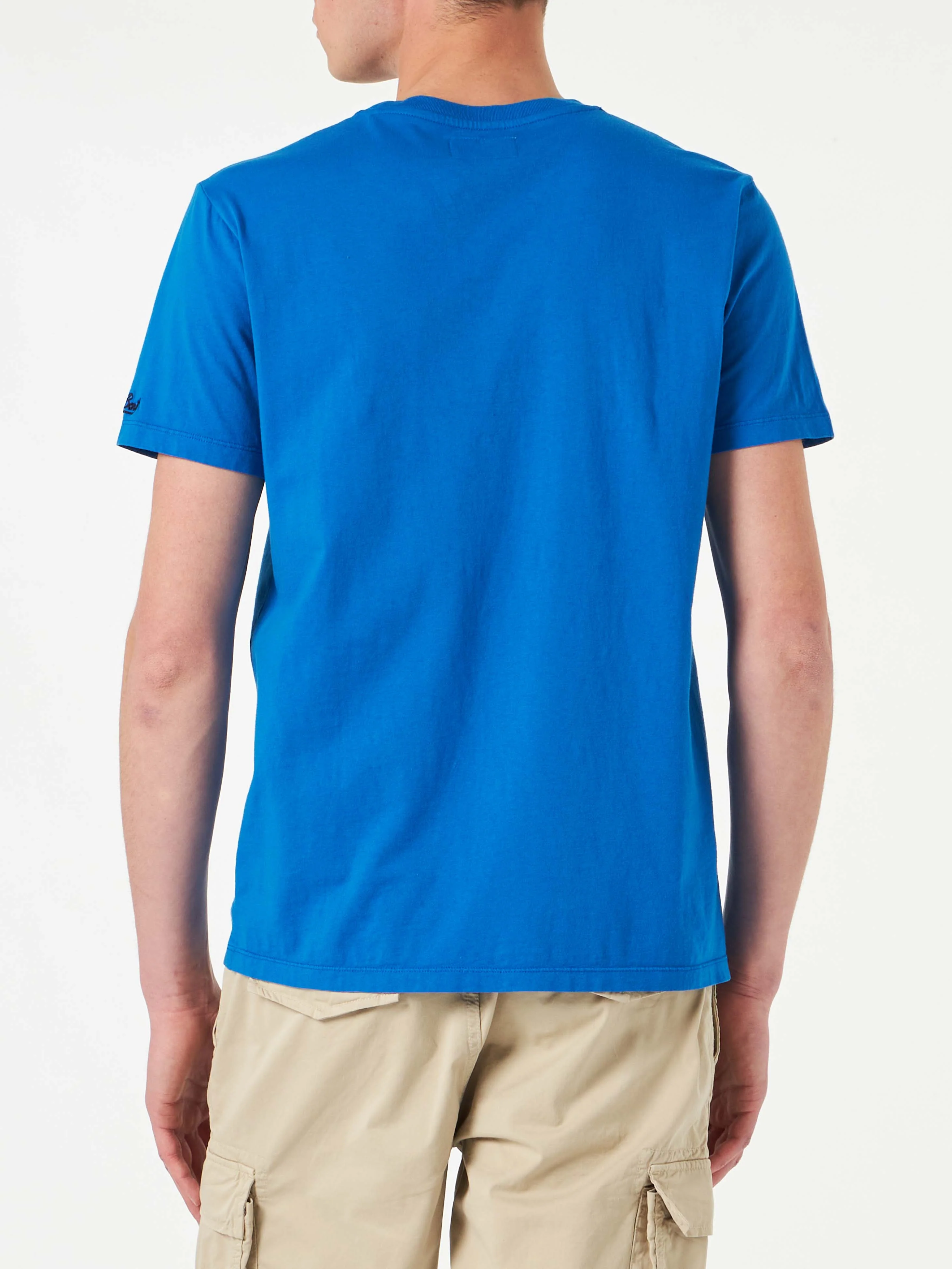 T-shirt da uomo in cotone trattamento vintage con stampa St. Barth Pad