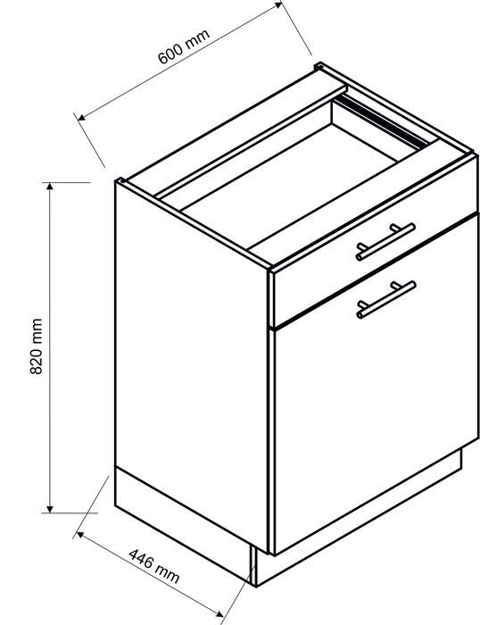 ANIA 6-delige complete keuken in grafietkleur - Lengte 200/200 cm