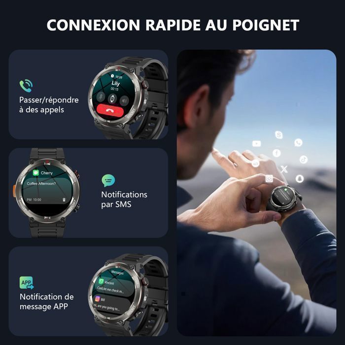 Smartwatch da uomo con chiamate Bluetooth, schermo da 1,45