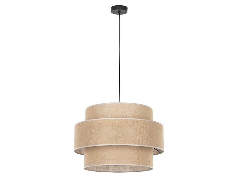 Lampa wisząca Calisto Juta 3-punktowa 50 cm tkaninowa beżowa