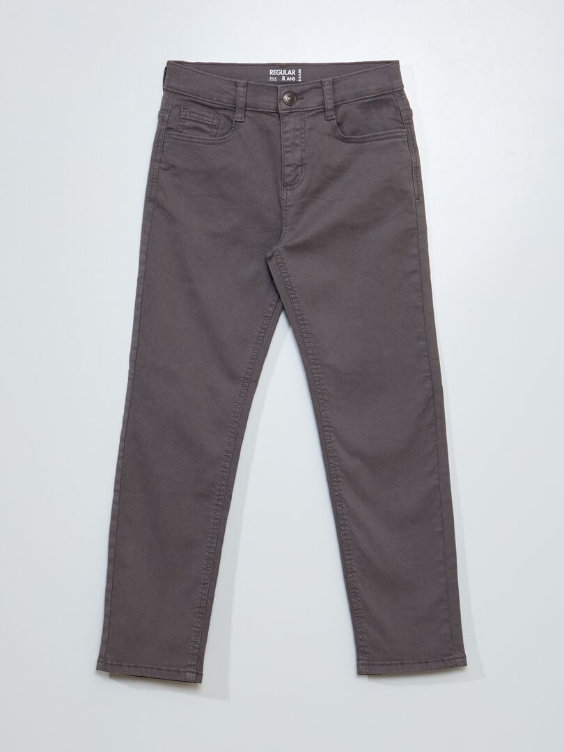 Twill broek met normale pasvorm - GRIJS