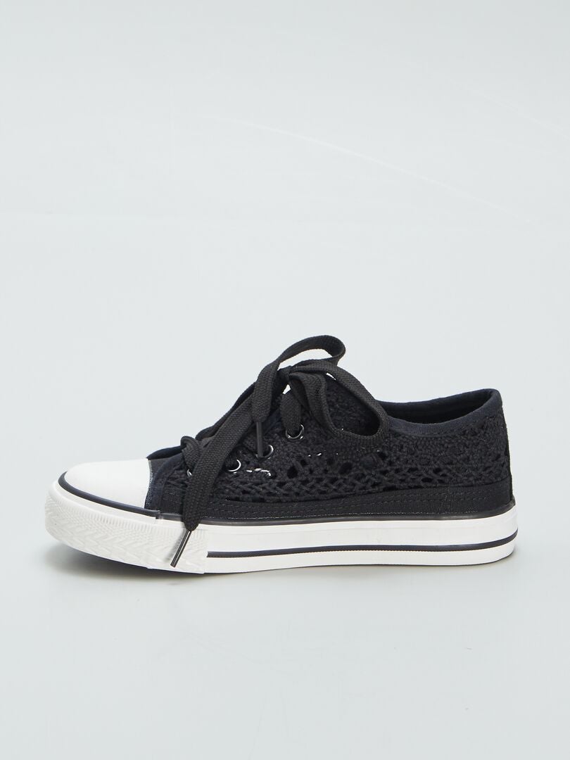 Zapatillas de lona perforada - NEGRAS