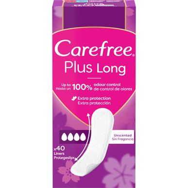 Carefree Plus lange beskyttelsesslips luktkontroll brede daglige bandasjer 40 enheter 40 enheter