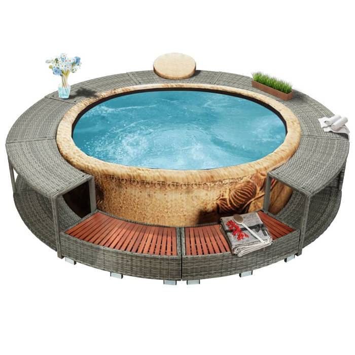 Estructura para jacuzzi - VIDAXL - 46459 - Resina tejida - Gris - Redonda - 283 cm
