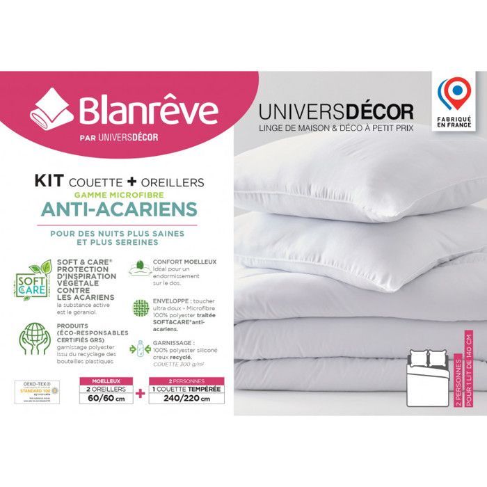 Juego de funda nórdica Blanrêve de 240 x 220 cm + 2 almohadas de 60 x 60 cm. Gama 