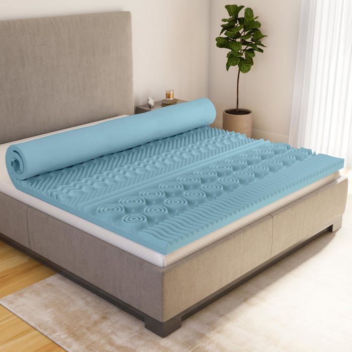 CATAVANA - Mattress Topper 180x200 cm - 5 cm Memory Foam with Gel - Ergonomic Comfort with 13 Support Zones
