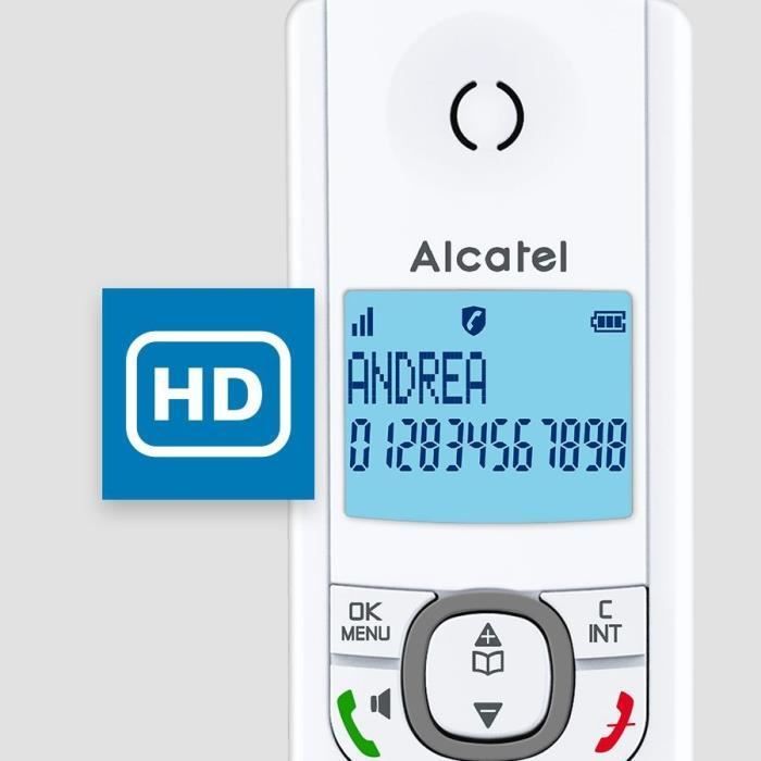 Telefone sem fio - ALCATEL - F530 Duo - 2 aparelhos, bloqueio de chamadas, viva-voz, 2 números de discagem rápida, branco/cinza