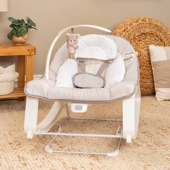 INGENUITY Keep Cozy 3-in-1 Muunneltava vauvan keinutuoli - Linden - 3 asentoa: Irrotettava lelutanko pehmoleluilla, jopa 18 kg