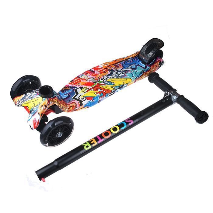 Patinete infantil para edades de 3 a 12 años, altura ajustable, patinete freestyle con 3 ruedas y luces LED intermitentes, VINTEKY®