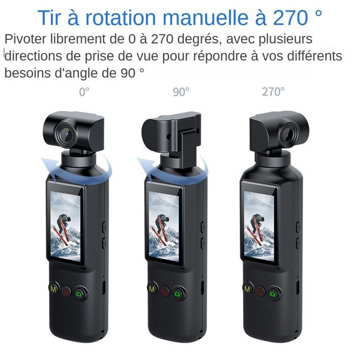 4K UHD Action Camera - 270° Rotating Lens, 64GB - WiFi, 1.99