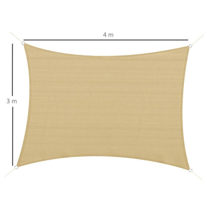 Outsunny - Voile d'ombrage - HDPE - 4x3m - Beige