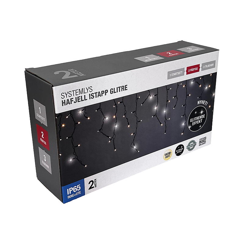 Home Icicle 100 LED 2 m, lampeggiante, montaggio a superficie Hafjell