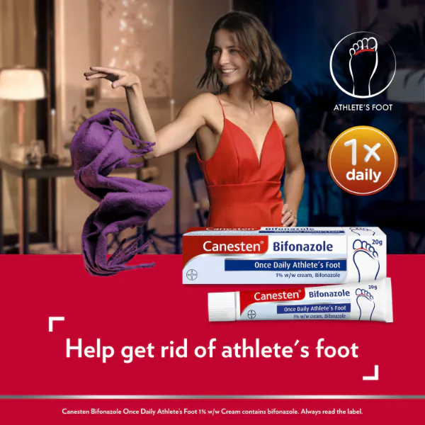Canesten Bifonazole Creme para Pé de Atleta 1% p/p, Uso Diário, Aplicação Única