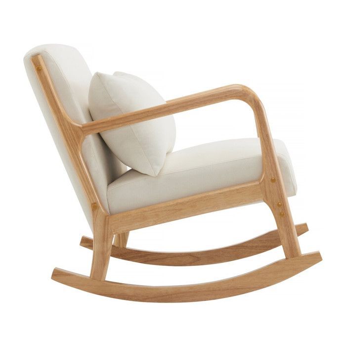Schommelstoel in Scandinavische stijl van bouclé en hout 