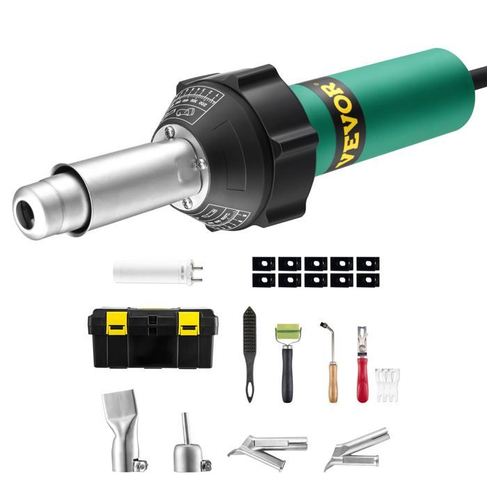 Soudeur Plastique Air Chaud-VEVOR-1600 W-Pistolet Thermique PVC 50°C-600°C, Kit Soudage de Toiture en Plastique