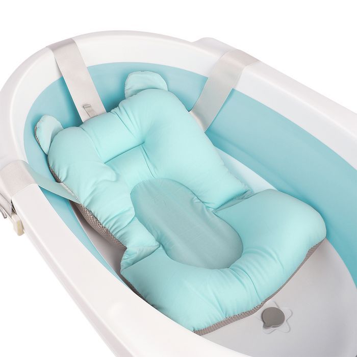 Bañera para bebé MIPAN con soporte - Bañera ergonómica para bebé - Con cojín - Drenaje integrado - 63*60*84,5 cm - Azul