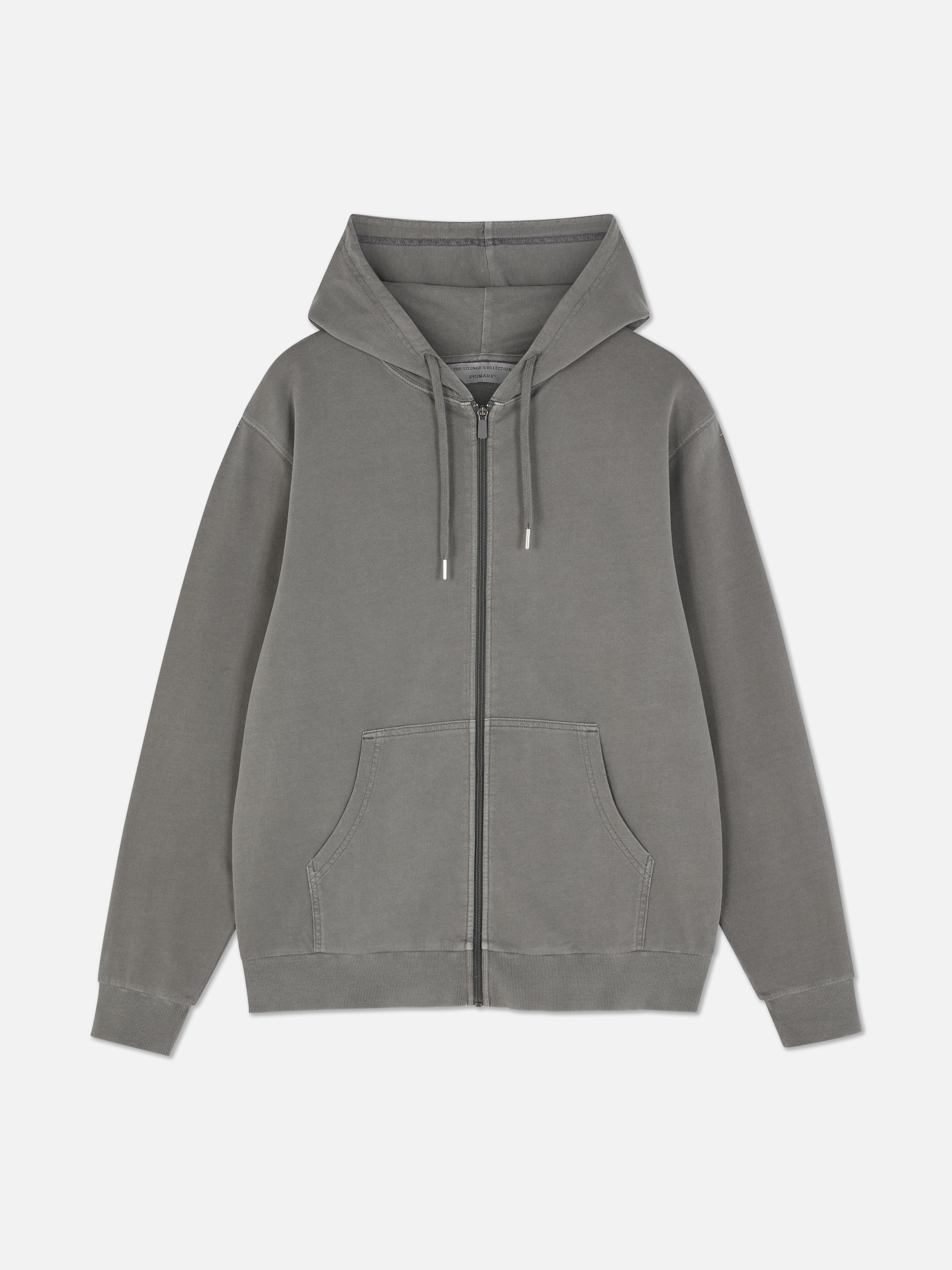 Hanorac cu design vopsit în straturi spălate. Hanorac casual cu șnur reglabil, fermoar frontal și buzunar tip cangur.