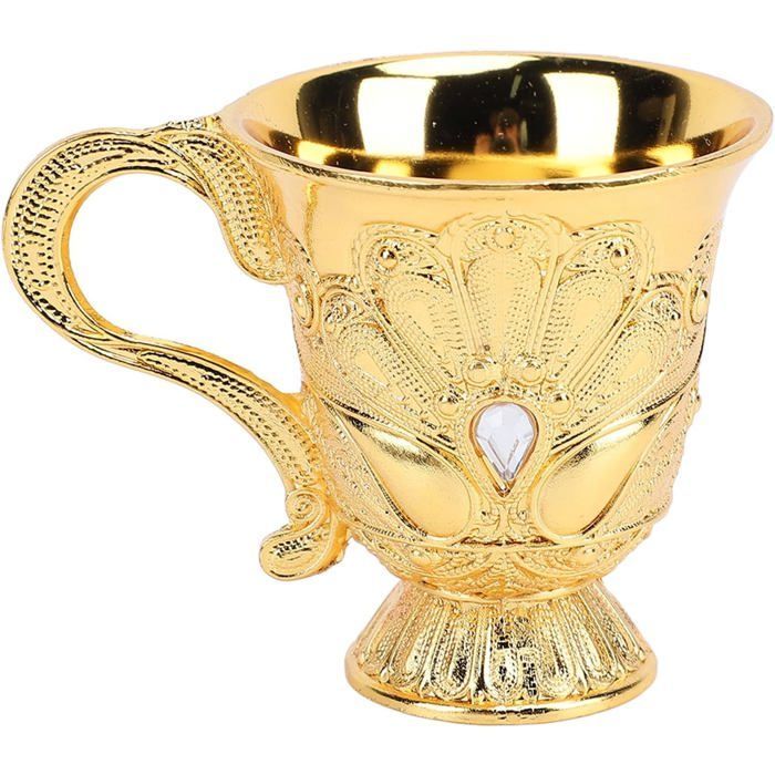 Verre à vin en métal, avec poignée et base, pour la maison, bar (or)