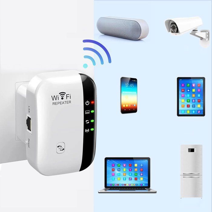 WiFi-repeater, WiFi- en 2,4 GHz-netwerk, 300 Mbps, repeatermodus/AP-modus, WPS-toegangspunt compatibel met routers en apparaten (wit)