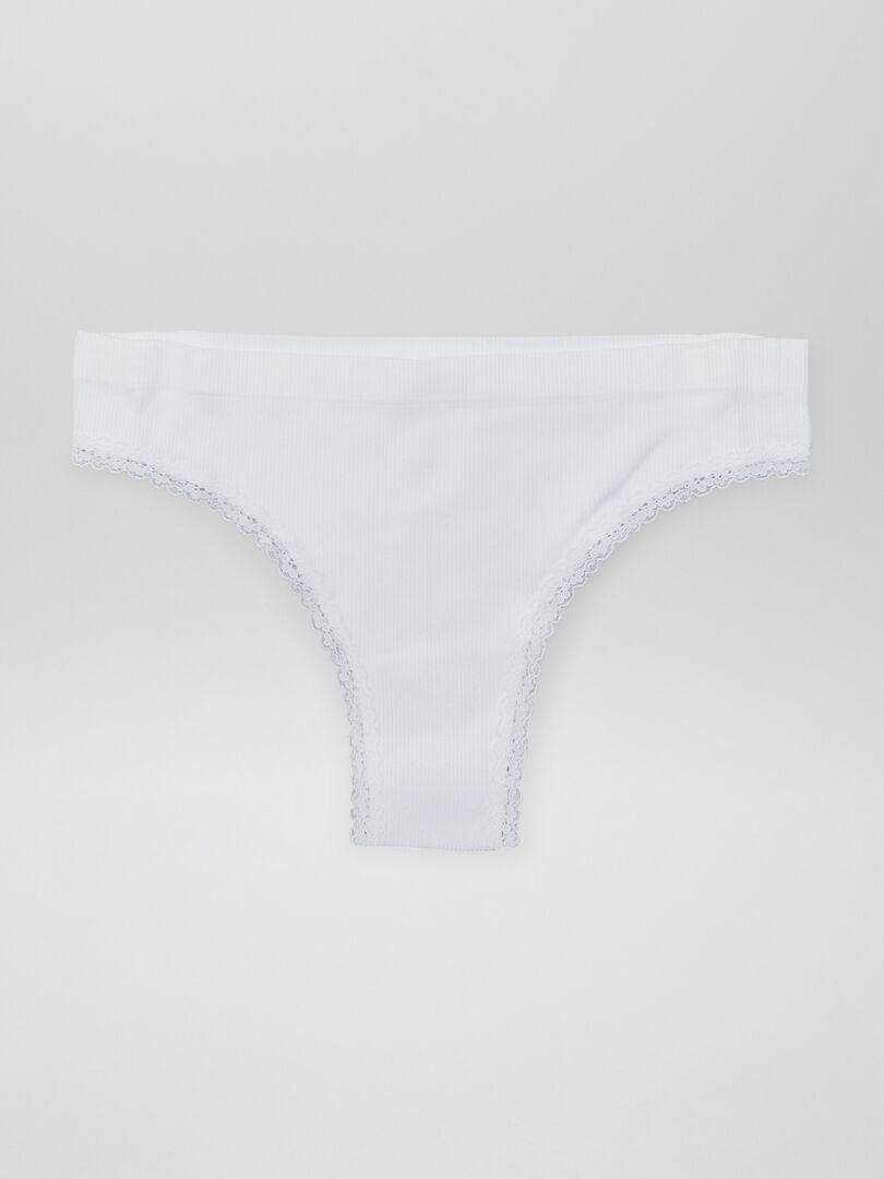 Set van 2 geribbelde stringtjes - PAARS