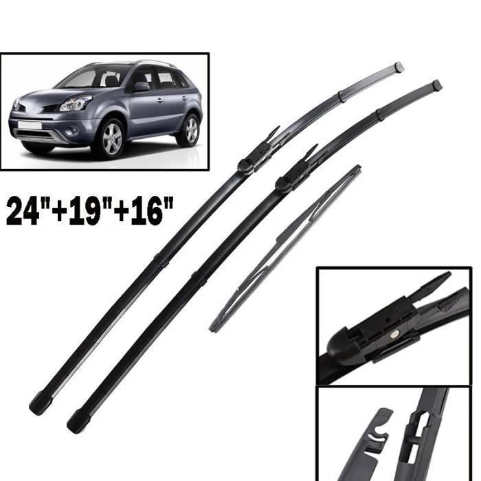 Juego de 3 limpiaparabrisas delanteros y traseros para Renault Koleos MK1 2008 2009 2010 2011 2012 2013 2014 2015