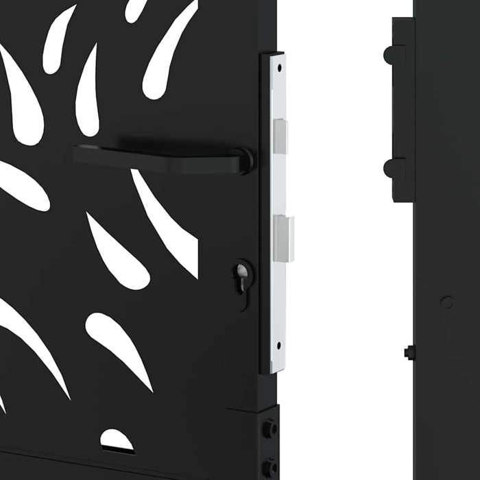 (Rebajas de verano) Puerta de jardín/Puerta exterior - JMS - acero negro 105x106 cm, valla con diseño de llamas 1208