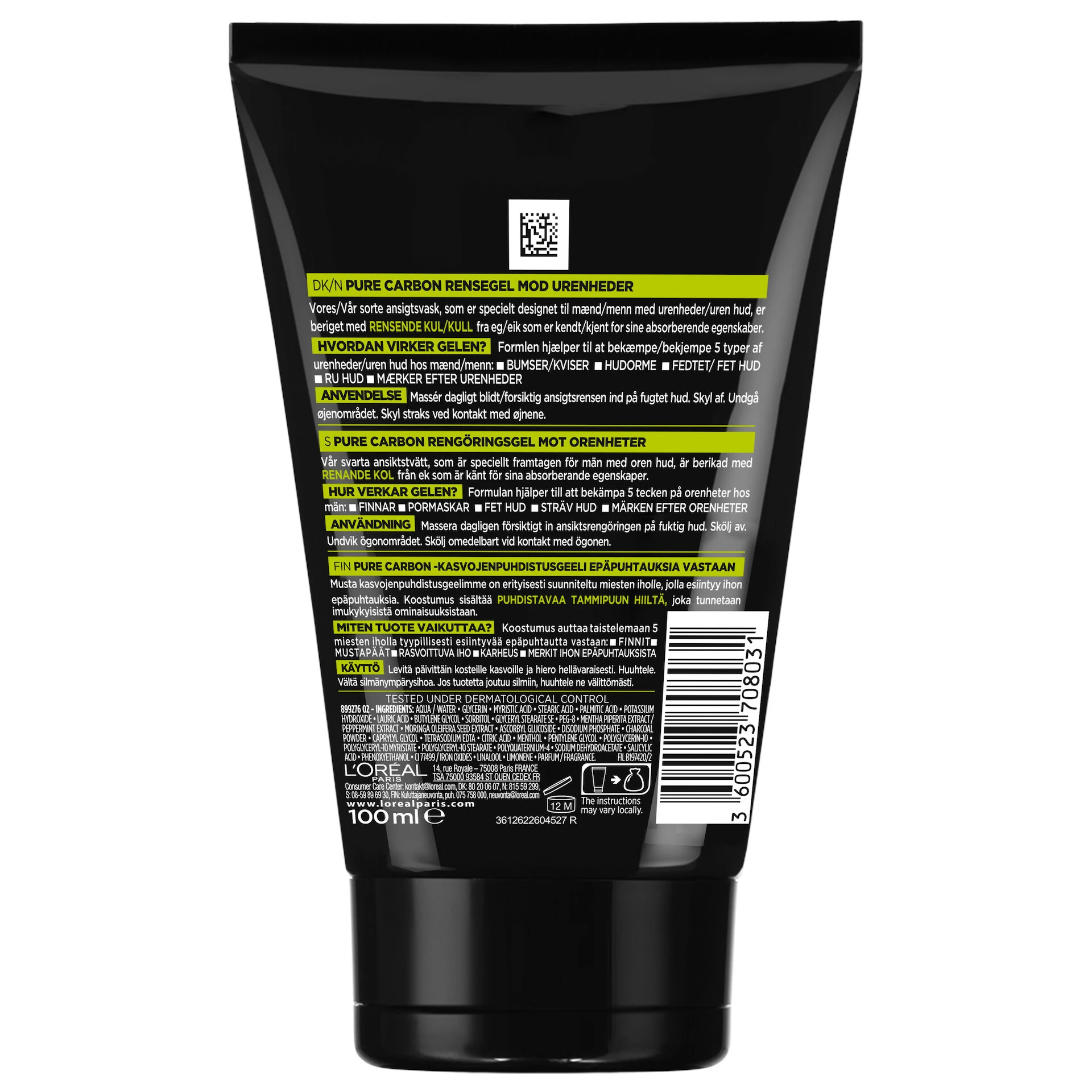 Men Expert гел за чишћење лица са чистим угљем 100 мл - L'Oréal Paris