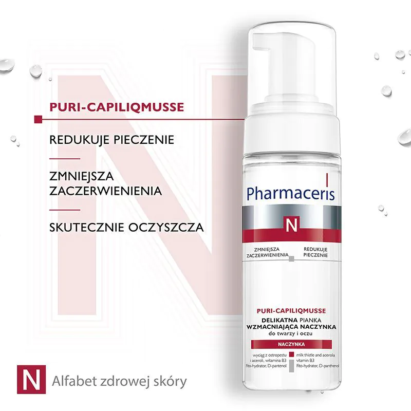 Pharmaceris N Puri-Capilium Delikatna pianka do mycia twarzy i oczu wzmacniająca naczynka