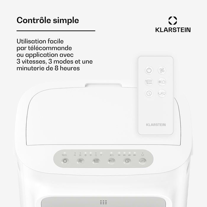Ventilador inteligente Klarstein Breezcube - 340 m³/h - 10 L - 30 m² - 3 modos - 50 W - Blanco