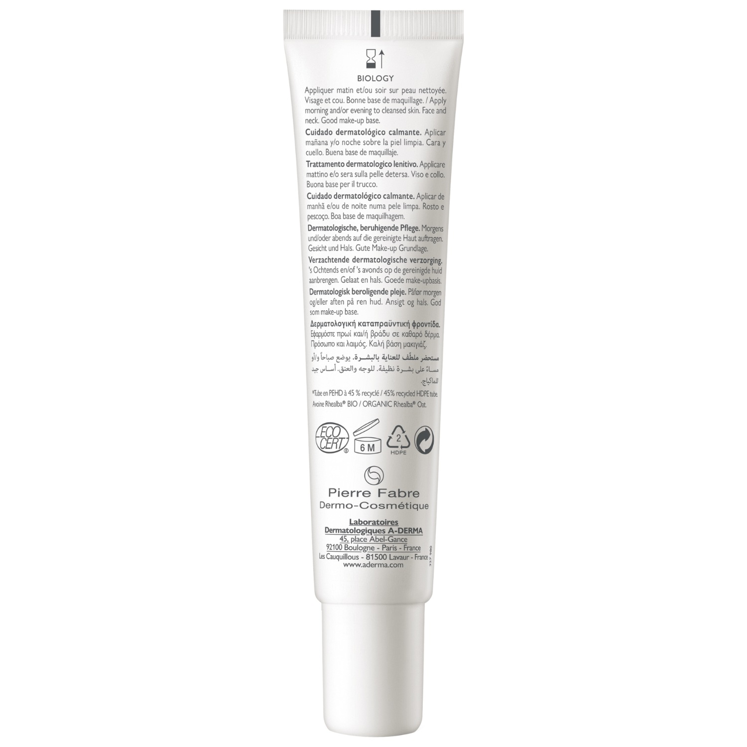 A-DERMA Ansiktslotion Biology Calm Dermatological Care - 40 ml