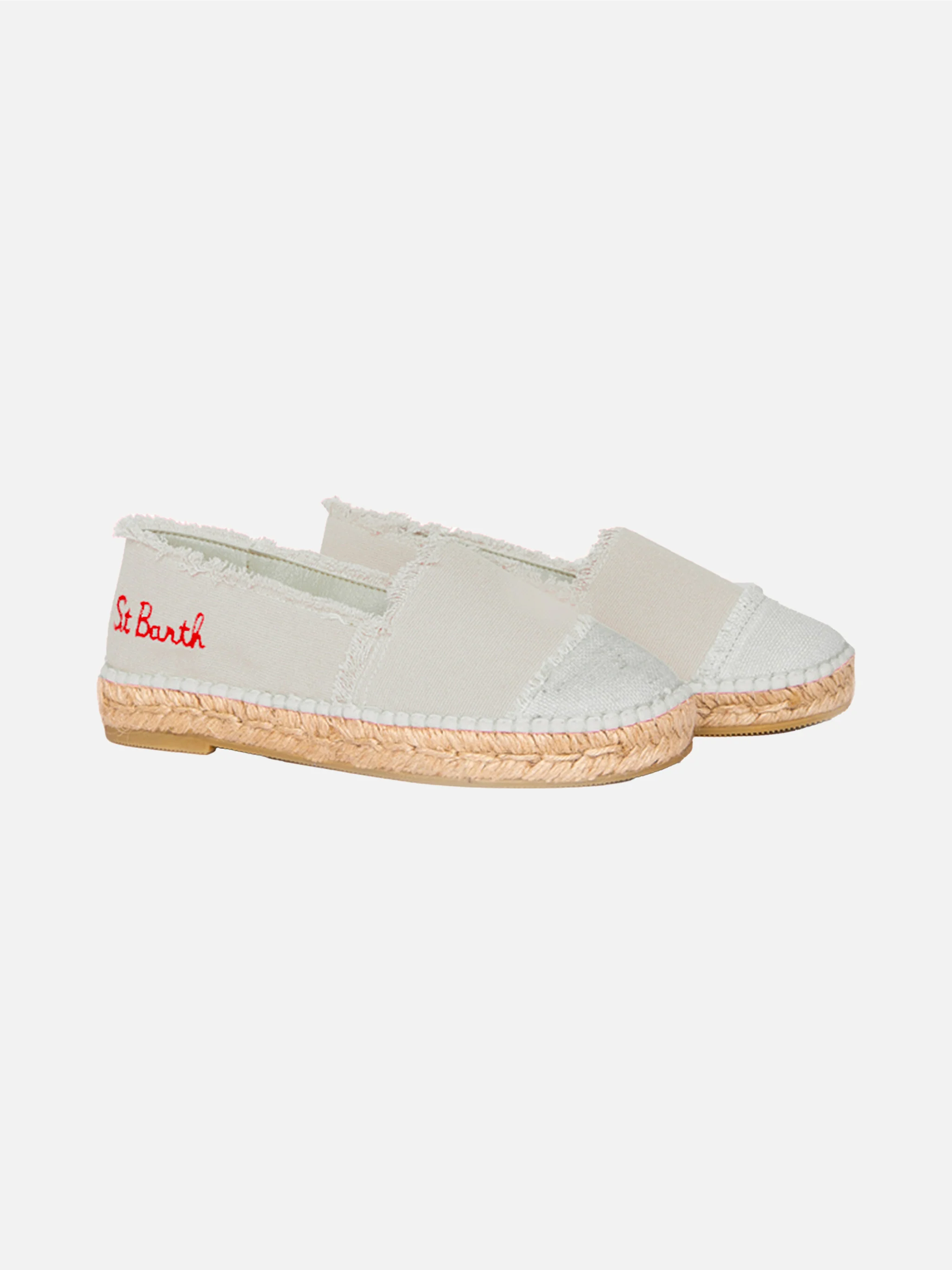 Beige stoffen espadrilles met borduurwerk
