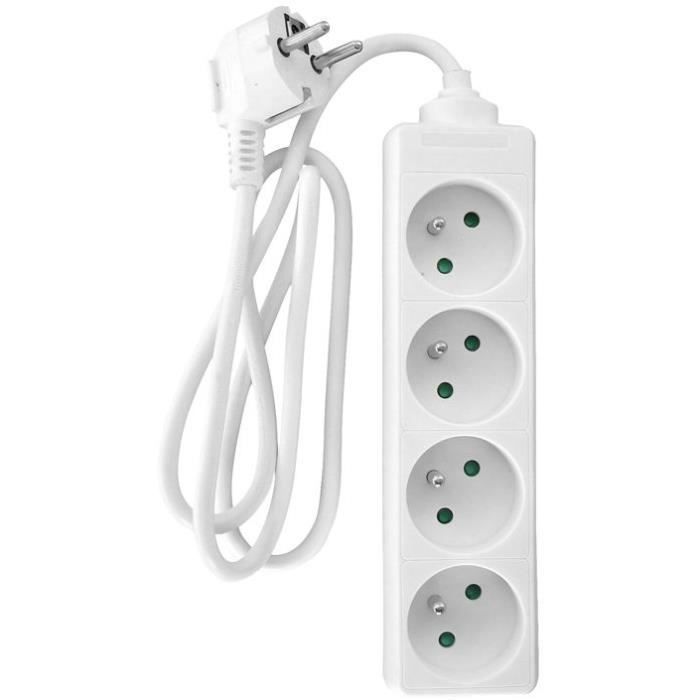 Regleta de 4 enchufes, 2P+E, 16A, blanca