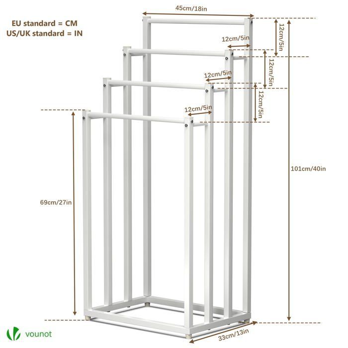 Toallero independiente VOUNOT® - Soporte de 4 niveles - Metal - Blanco