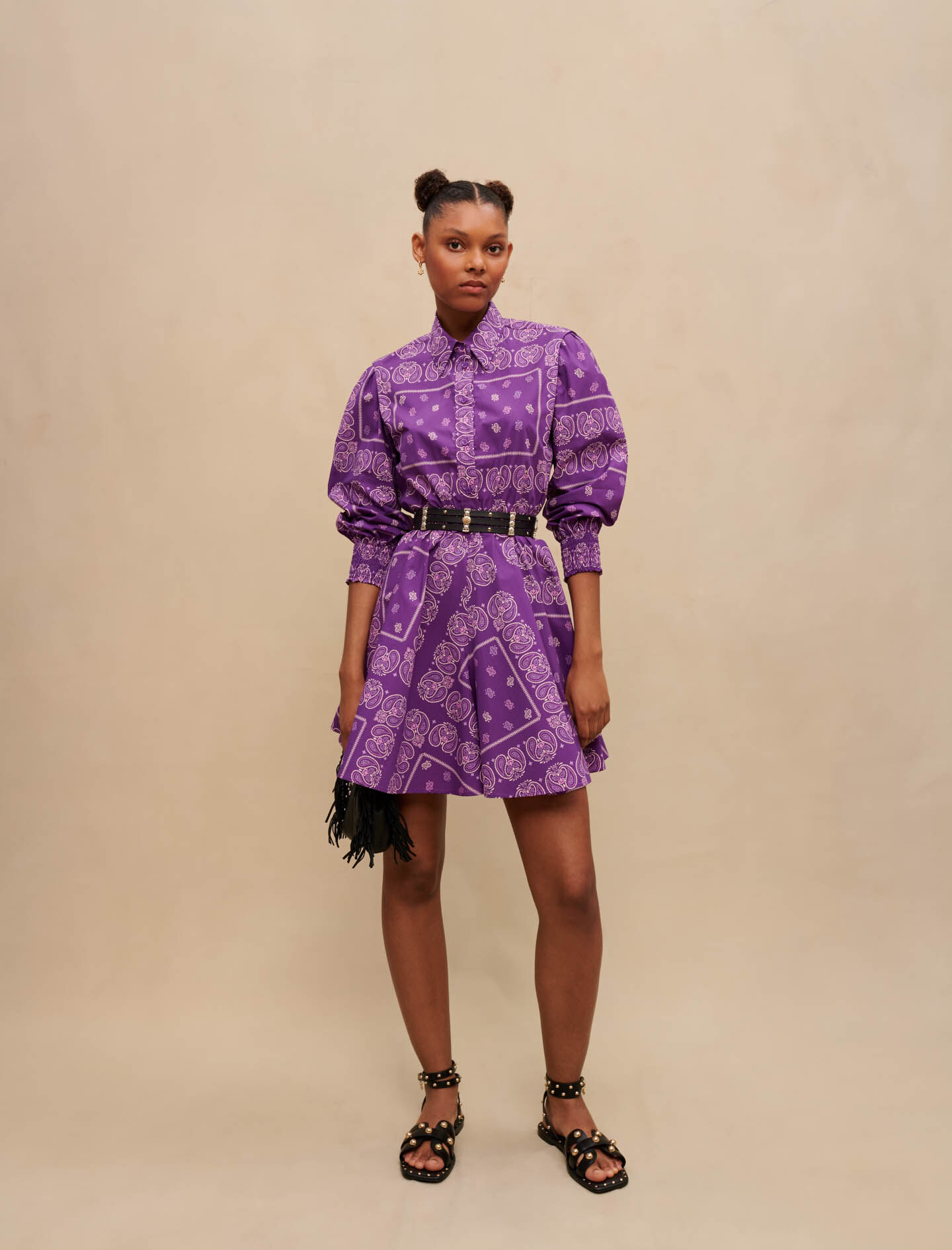 Rochie scurtă cu imprimeu paisley - Bandană violetă