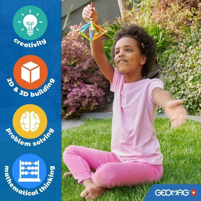 Coffret de construction - GEOMAG - Glitter Panels - 35 pièces - Magnétique - Plastique recyclé