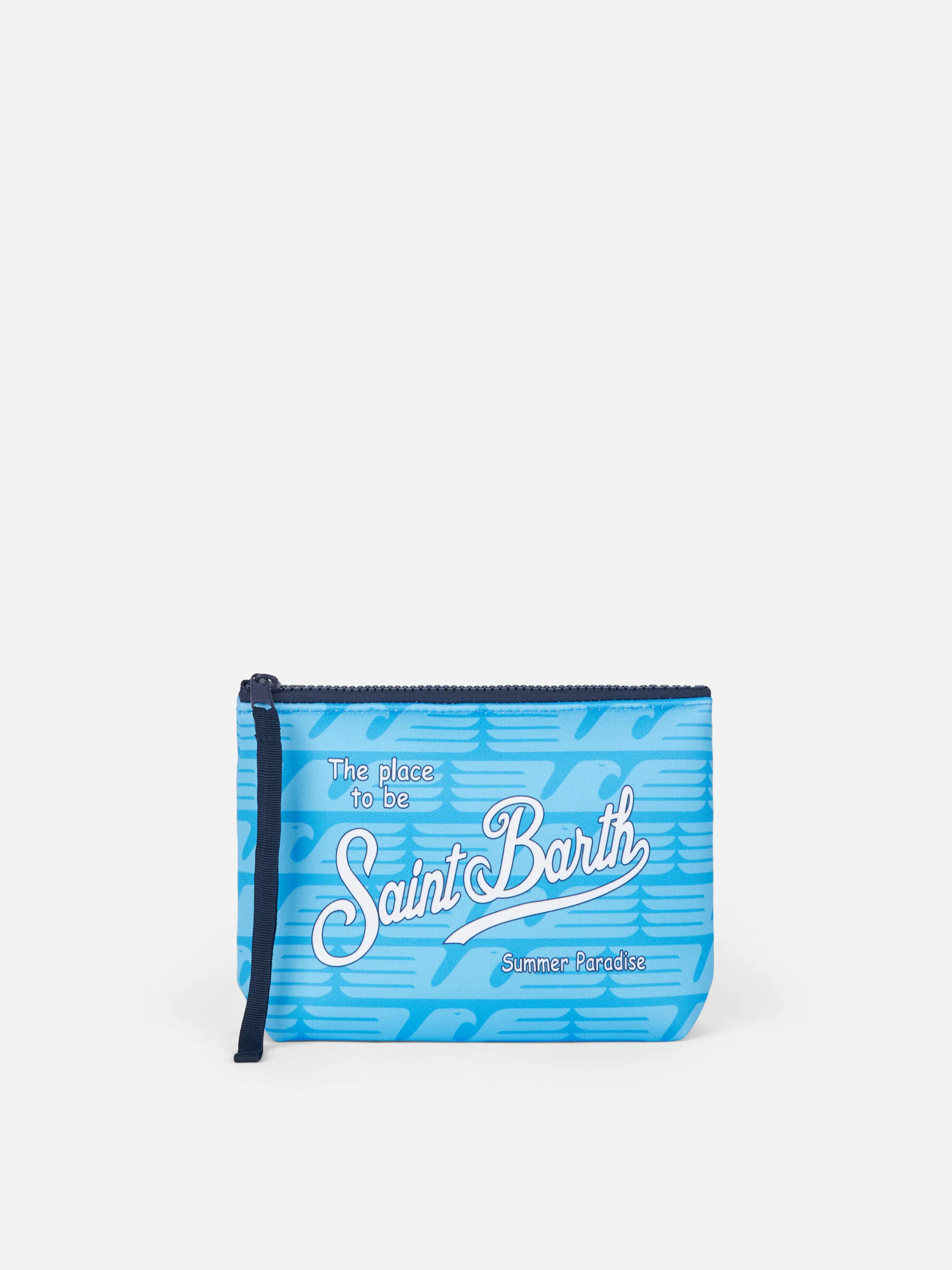 Aline Pouch | Scuba Fabric | Lazio Aquila Logo Print | Zipped Pochette | Handy Pull Tab | Exclusive Logo | MC2 Saint Barth | SS LAZIO SPECIAL EDITION