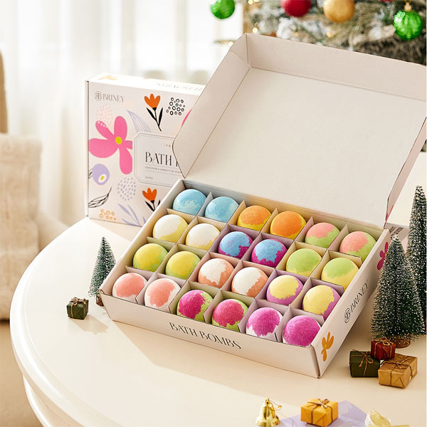 Livingandhome Cadeauset met 24 kleurrijke badbommen