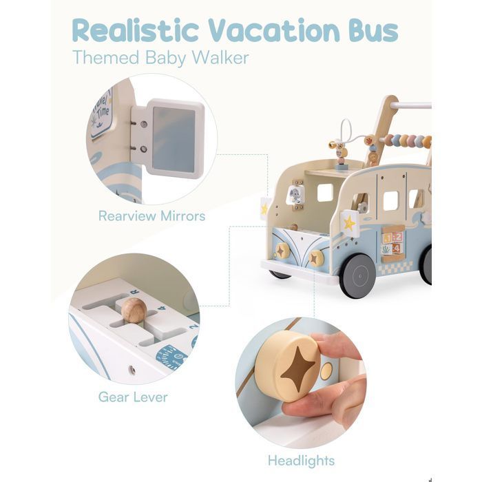 Girello per bambini - ROBOTIME ROBUD Trattore in legno per bambini - Autobus delle vacanze