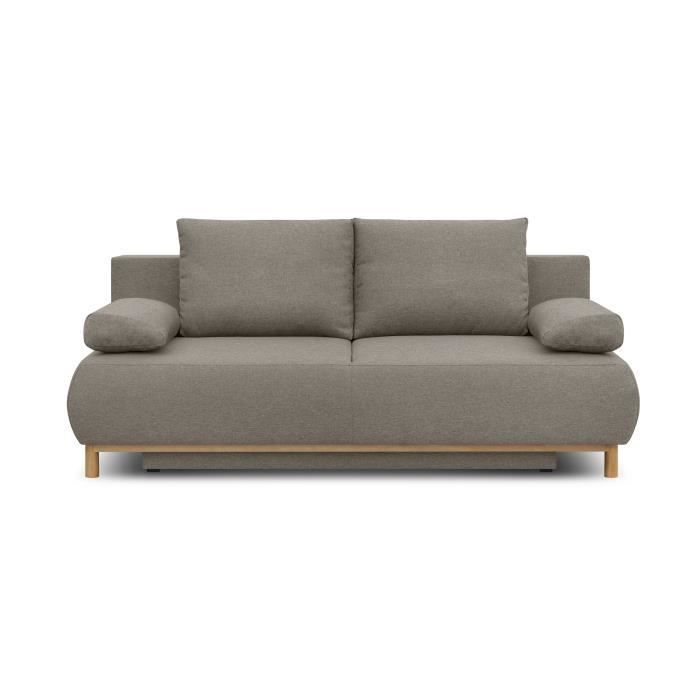 Schlafsofa – 3-Sitzer – MIKA – Beigefarbener Stoff – Staufach – B 192 x H 84 x T 93 cm