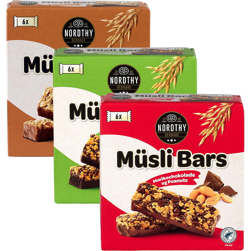 Barritas de muesli (paquete de 6) de cacahuetes y chocolate con leche