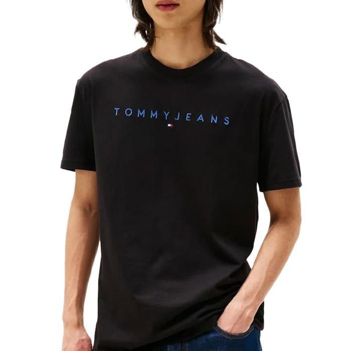 Tommy Hilfiger Men's Black T-Shirt Reg Linear