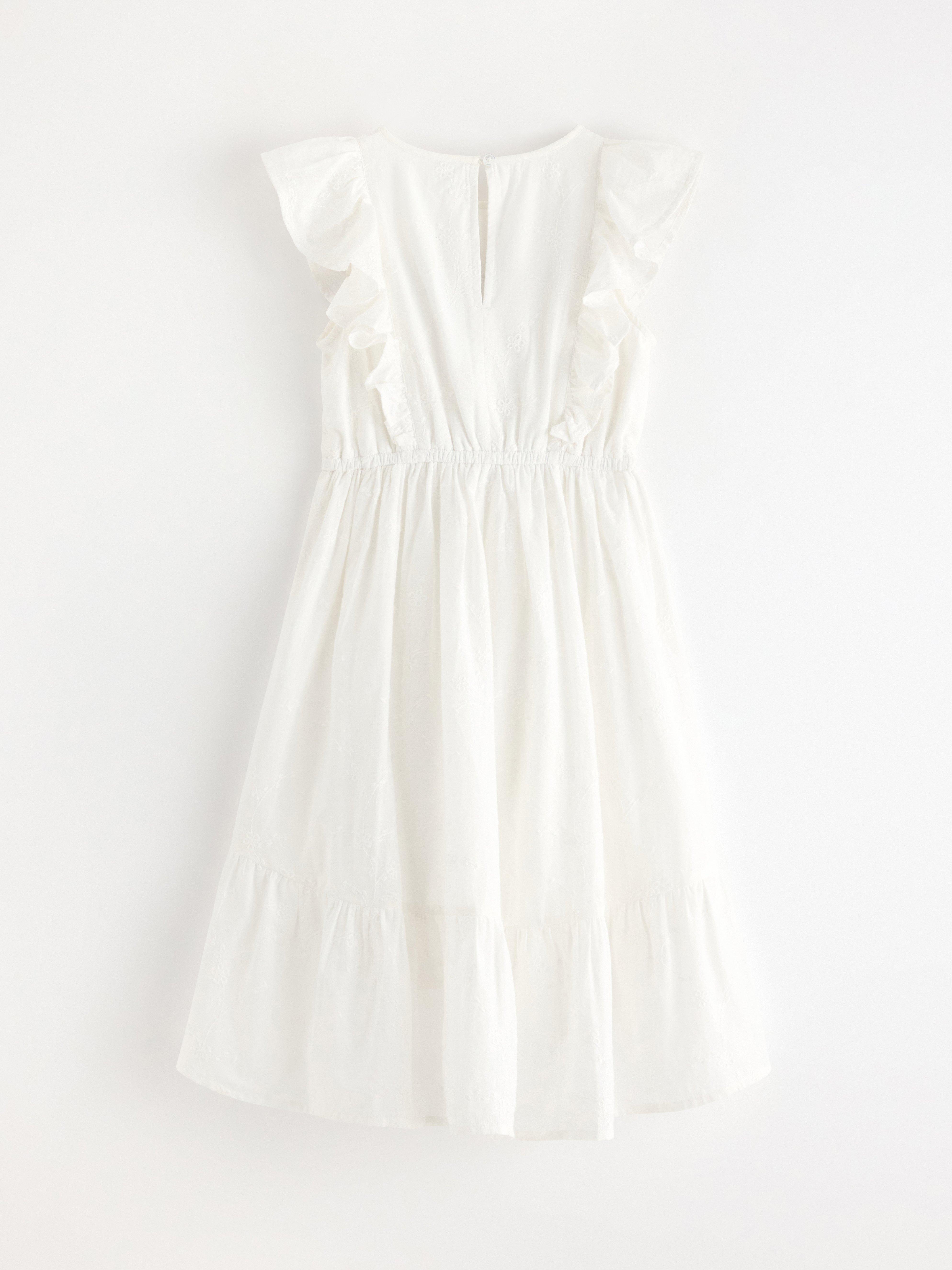Rochie cu broderie Alb deschis la culoare